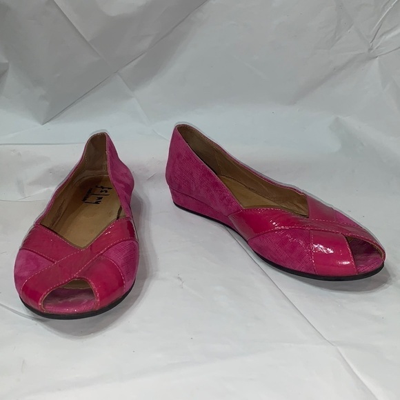 Fs/ny Fuchsia Indy Peep Toe French Sole Wedge Made in Italy Size 9.5 - Picture 1 of 9